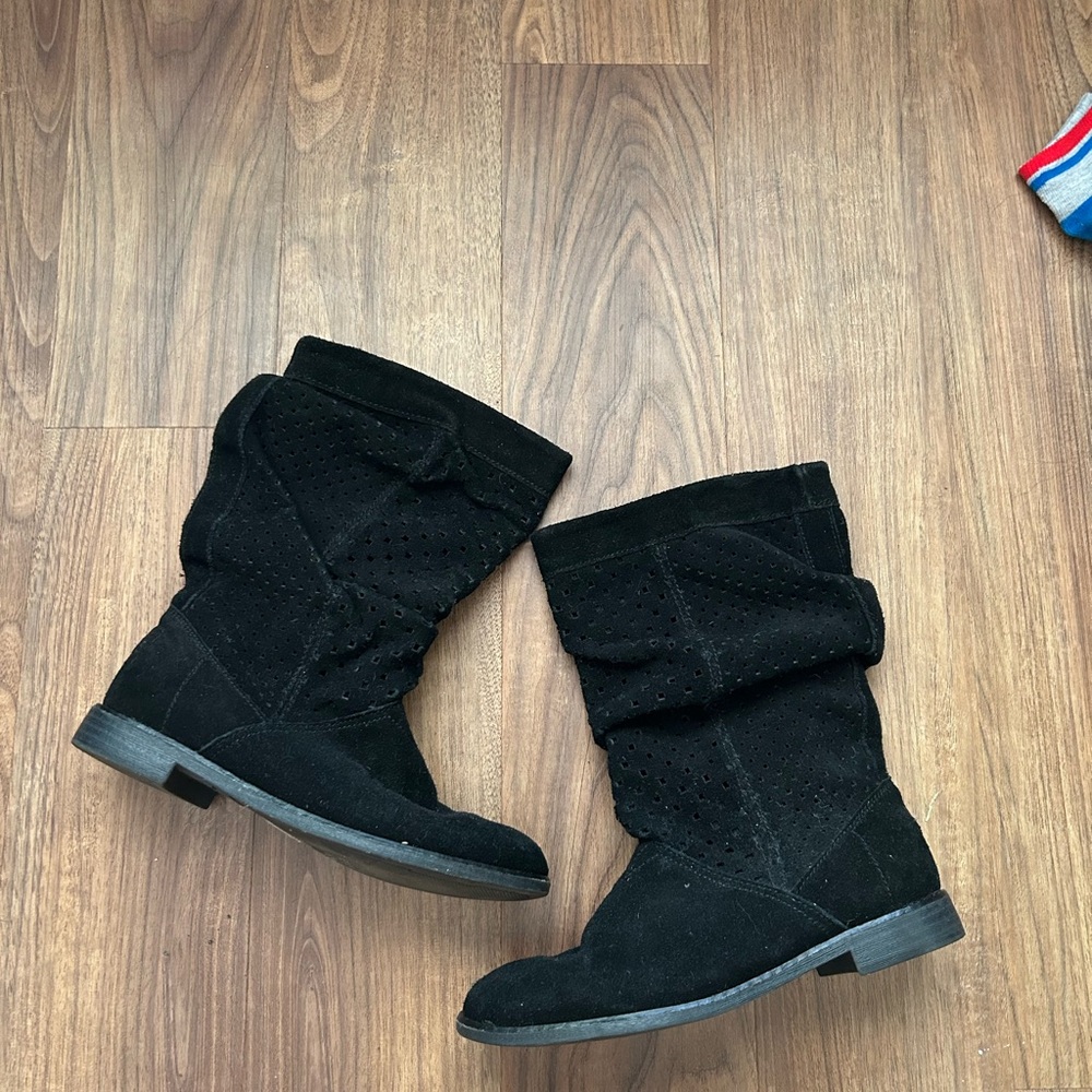 TOMS Black Suede Slouch Boots